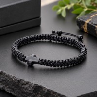МЪЖКА ГРИВНА от Ваксова Корда С КРЪСТ СВАРОВСКИ/SWAROVSKI